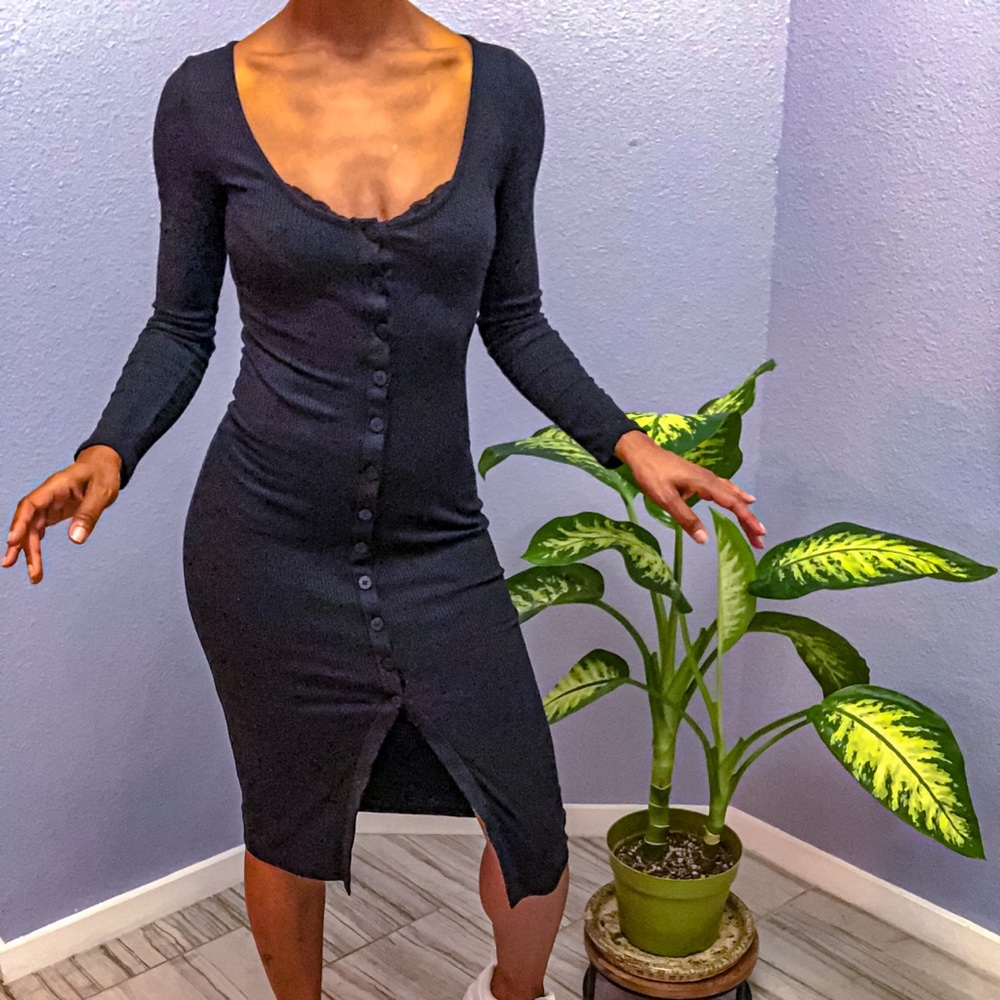 Black long sleeve Tshirt dress
